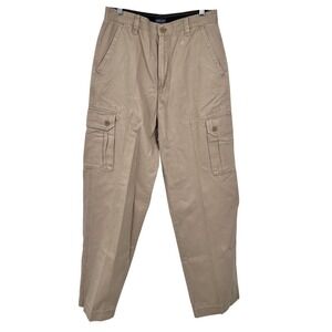 Sideout Mens Vintage Khaki Cargo Pants 32x34 Tan Cotton Straight Leg Twill